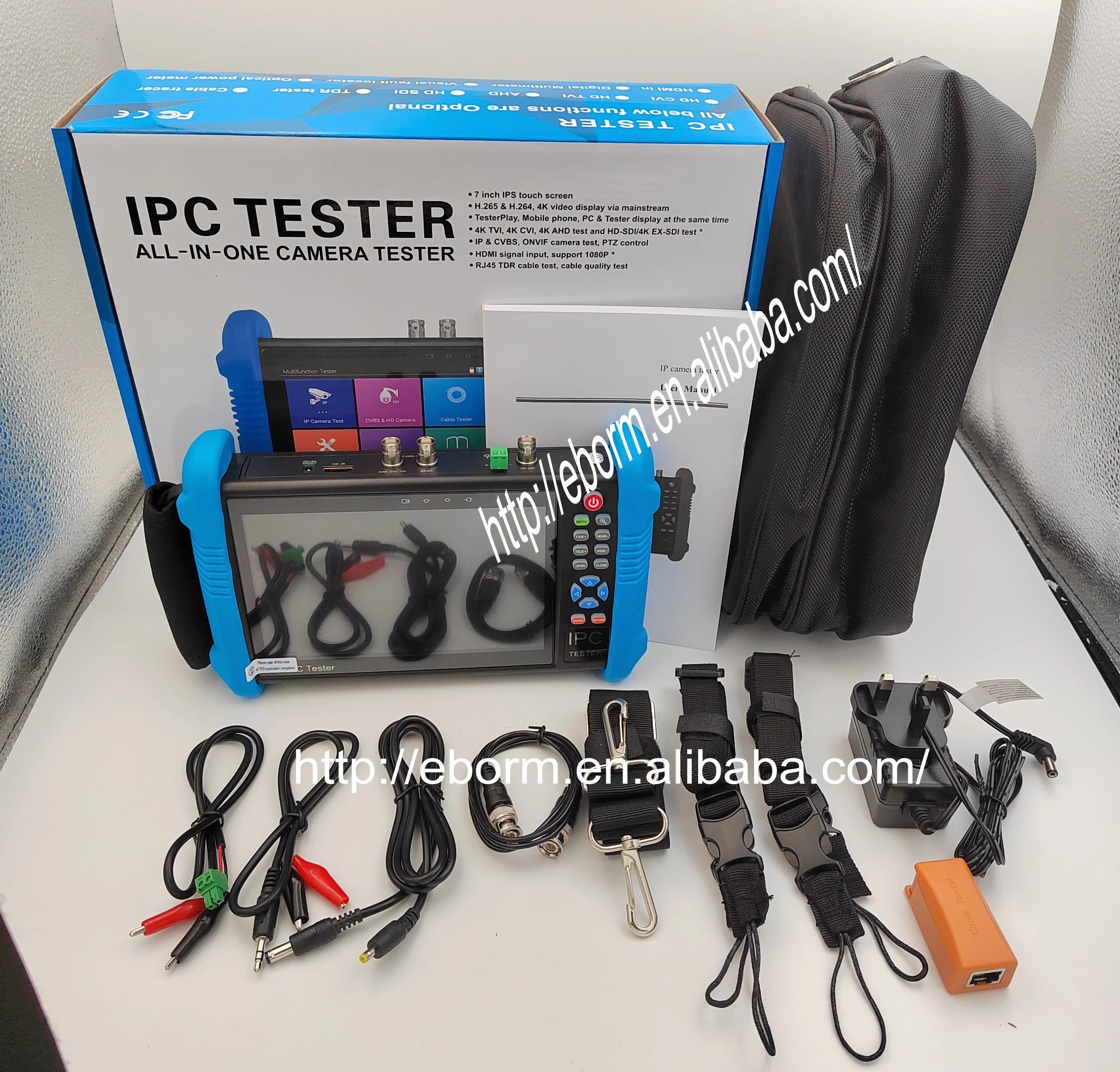 Venta caliente 7 pulgadas pantalla táctil WIFI 8MP TVI 8MP CVI 8MP AHD cámara H.265/H.264 entrada HD CCTV IPS cámara probador