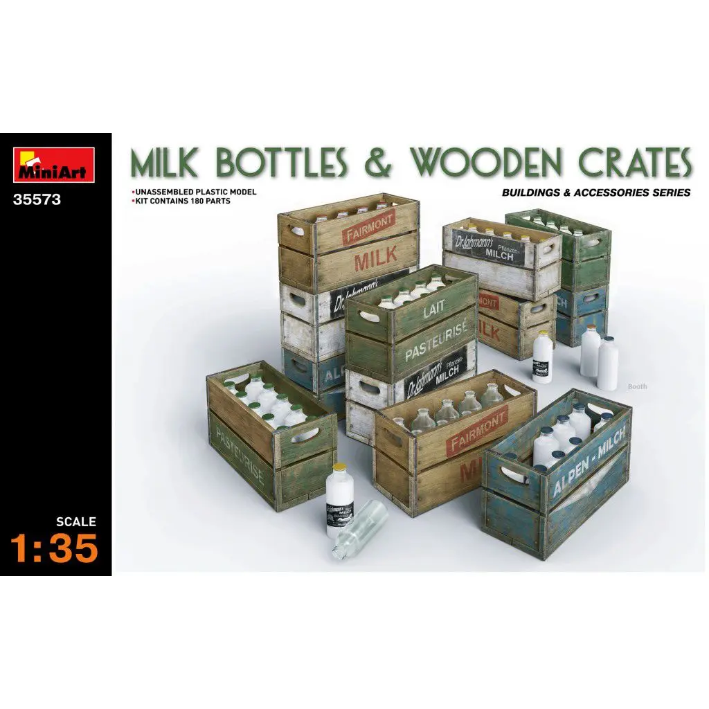 MiniArt 35573 1/35 Milk Bottles & Wooden Crates - Scale Model Kit