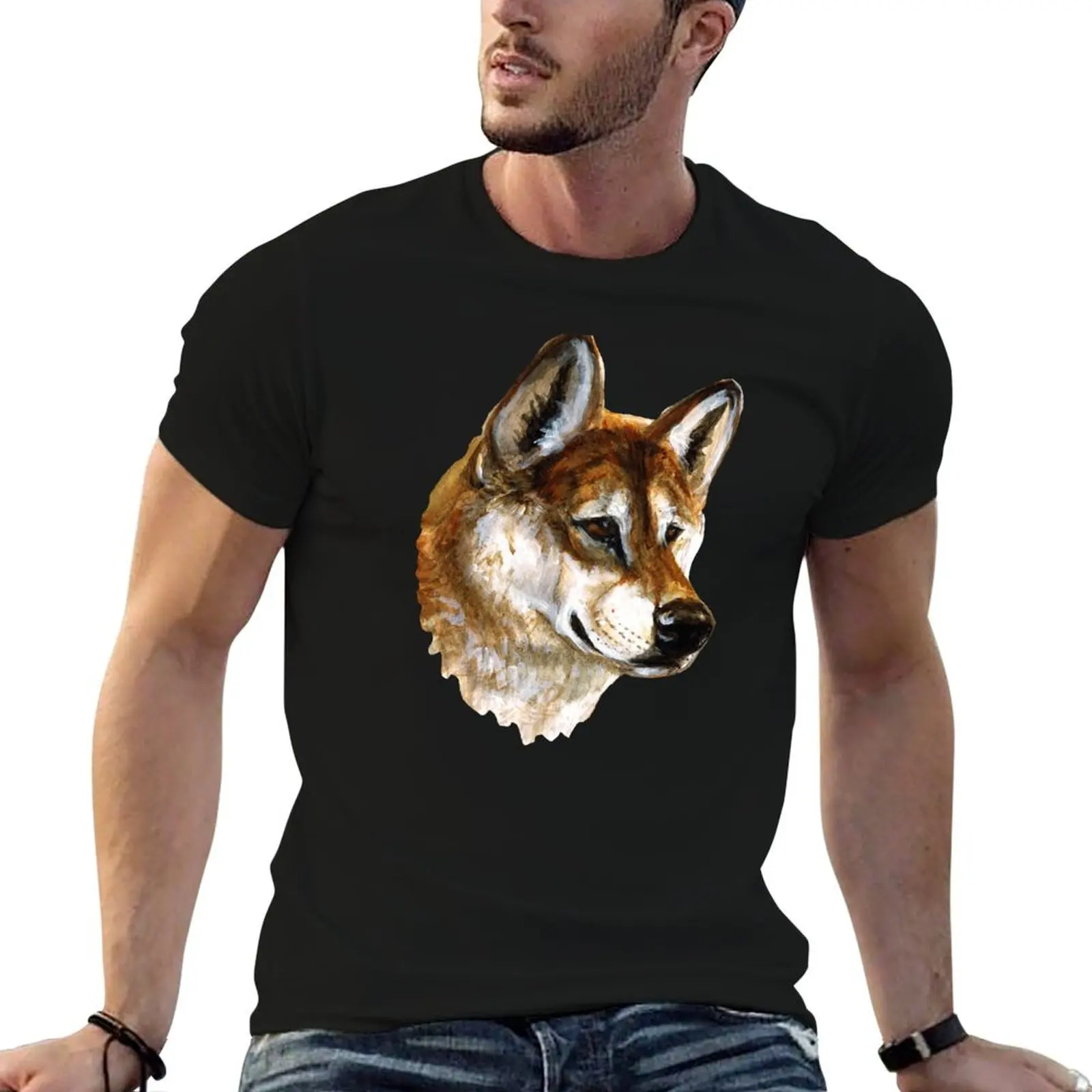 Totem Australian dingo T-Shirt Graphic Print Short Sleeve T-Shirt