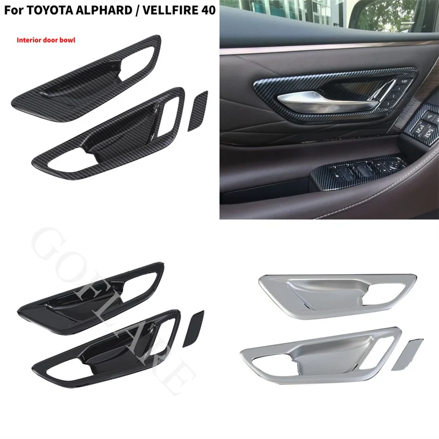 ABS For Toyota Alphard Vellfire 40 Series 2023 2024 Car Inner Accessories Handle Bowl Cover Trim Catch Frame Molding Styling