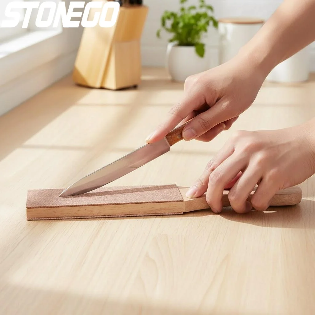 

Полировальная машина с деревянной ручкой для кожи, двусторонняя полировальная пластина, домашний инструмент для полировки ножей, эффективный полировщик