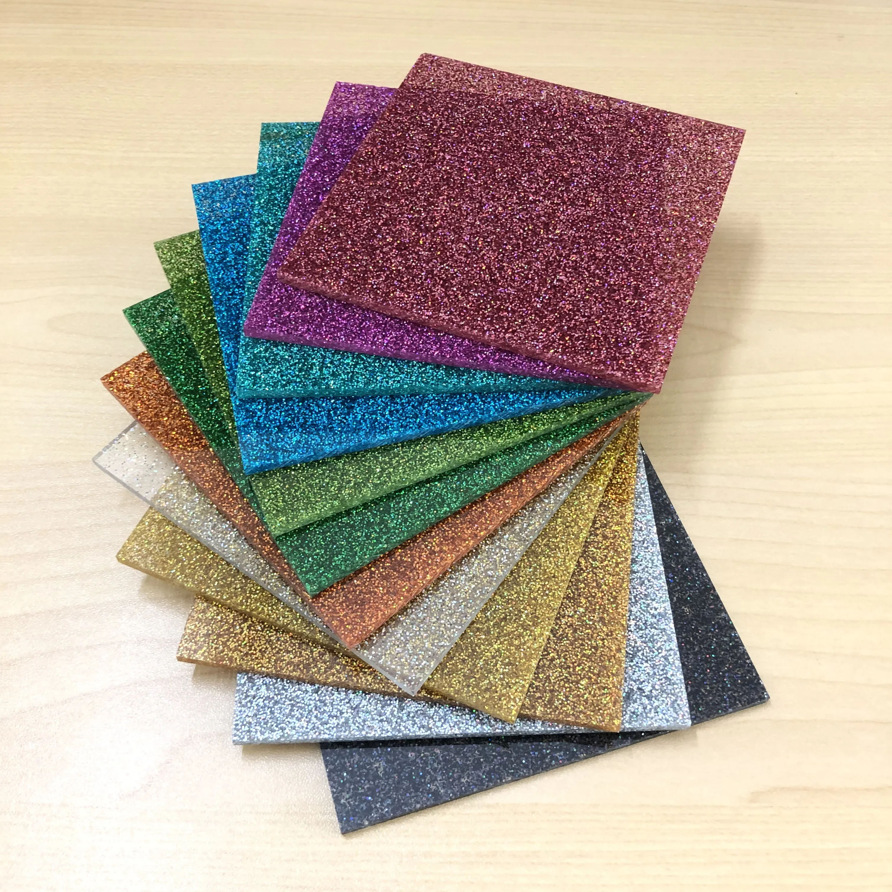 Dual Face Holographic Sparkle PMMA Acrylic Panel, 3.0mm Thickness, 12 Color Selections, for Ornaments & Handcraft Creations