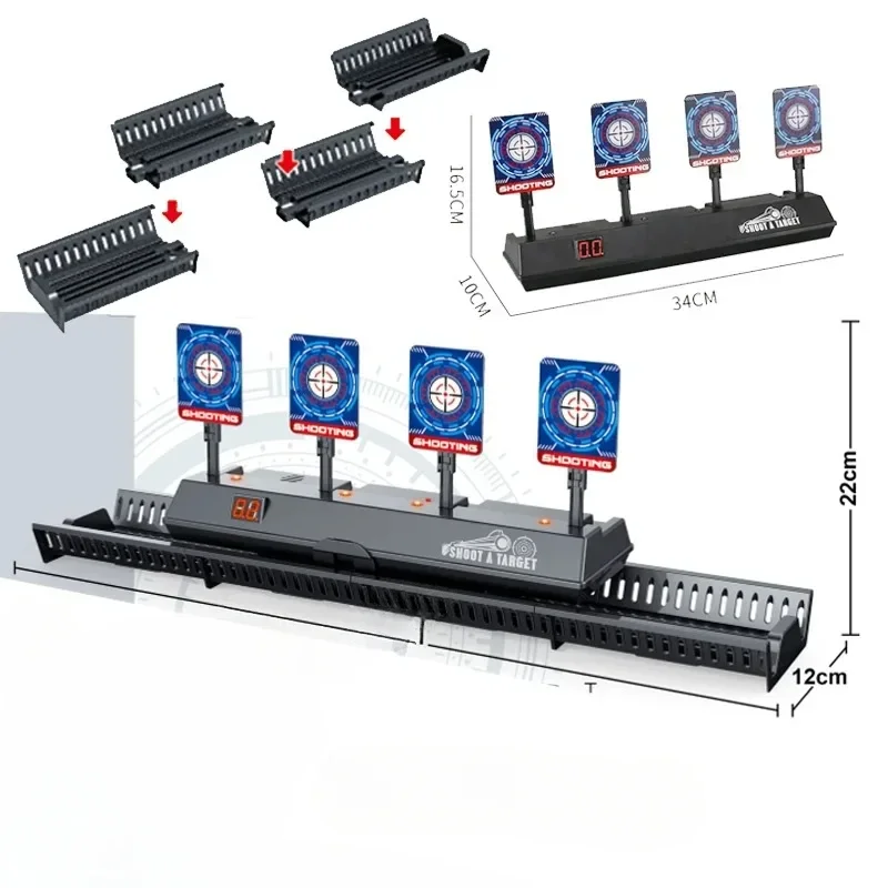 Objetivos para pistolas, reinicio automático, tiro eléctrico, accesorios para niños, sonido, luz, juego de disparos, juguetes, puntuación de alta precisión