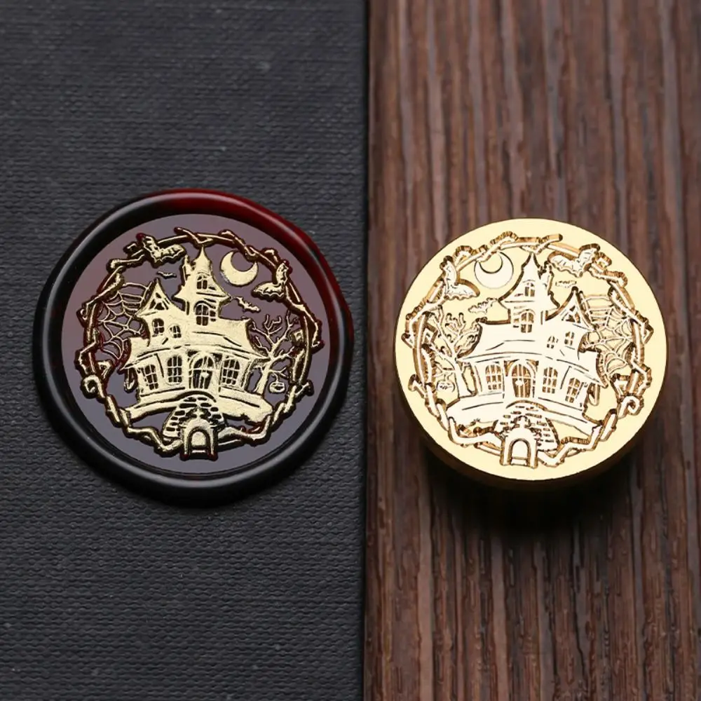 Halloween Series Seal Wax Stamp Head Skull Spider Cat Flower Castle Carving Copper Envelope Decoration Crafts Halloween Gifts