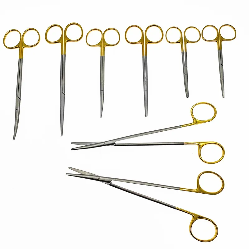 Gold handle blunt scissors nose plastic tool nasal head round scissors double eyelid tools