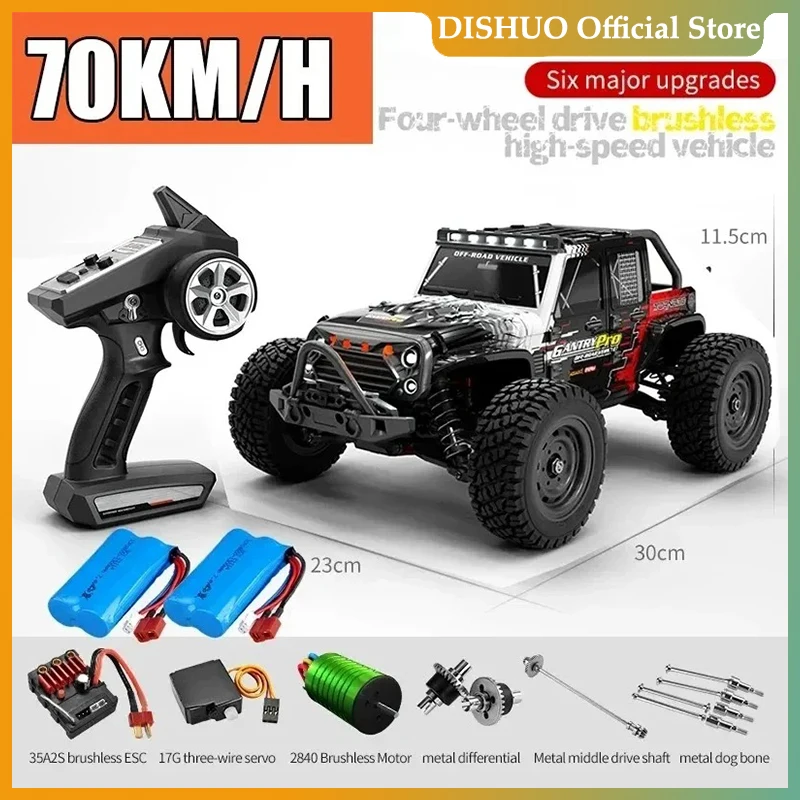 Rc samochody 16103Pro 50 km/h lub 75 km/h z diodami 1/16 bezszczotkowy Moter 4WD Off Road 4x4 szybki dryf Monster Truck zabawki dla dzieci prezent