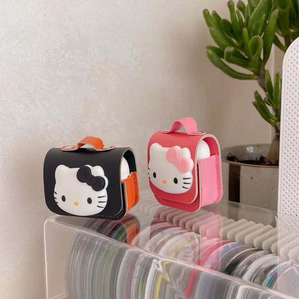 Funda protectora para auriculares de Hello Kitty, cubierta de cuero suave anticaída para AirPods 1, 2, 3 Pro, 2rd