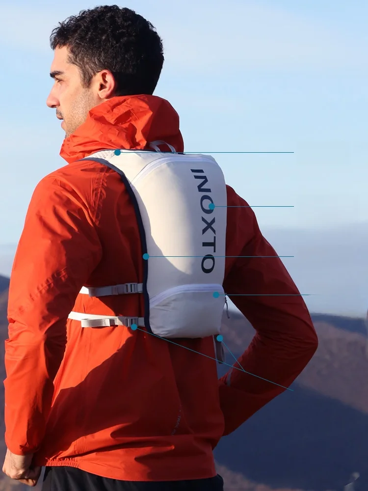 Outdoor Running Backpack Marathon Ultra Marathon Hydration Pack Quick Dry 7L Unisex Running Bag Inoxto Brand Nylon Material