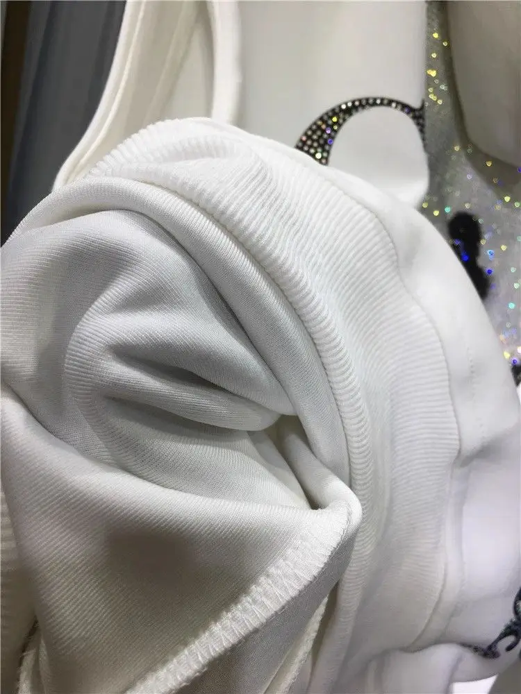 150kg Plus Size Xl-4xl Women's Hoodies Cardigan Luxury Animal Diamond Stamping Lady Zipper Sleeveless Coats Autumn Winter Hoody
