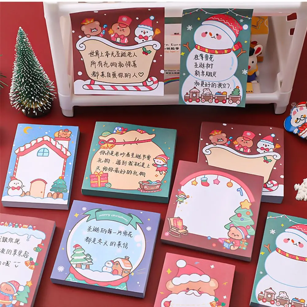 Cute Posts Stationery Office Supplies Self-Adhesive Notepad Paper Sticky Notes Message Notes Christmas Memo Pads Writing Paper