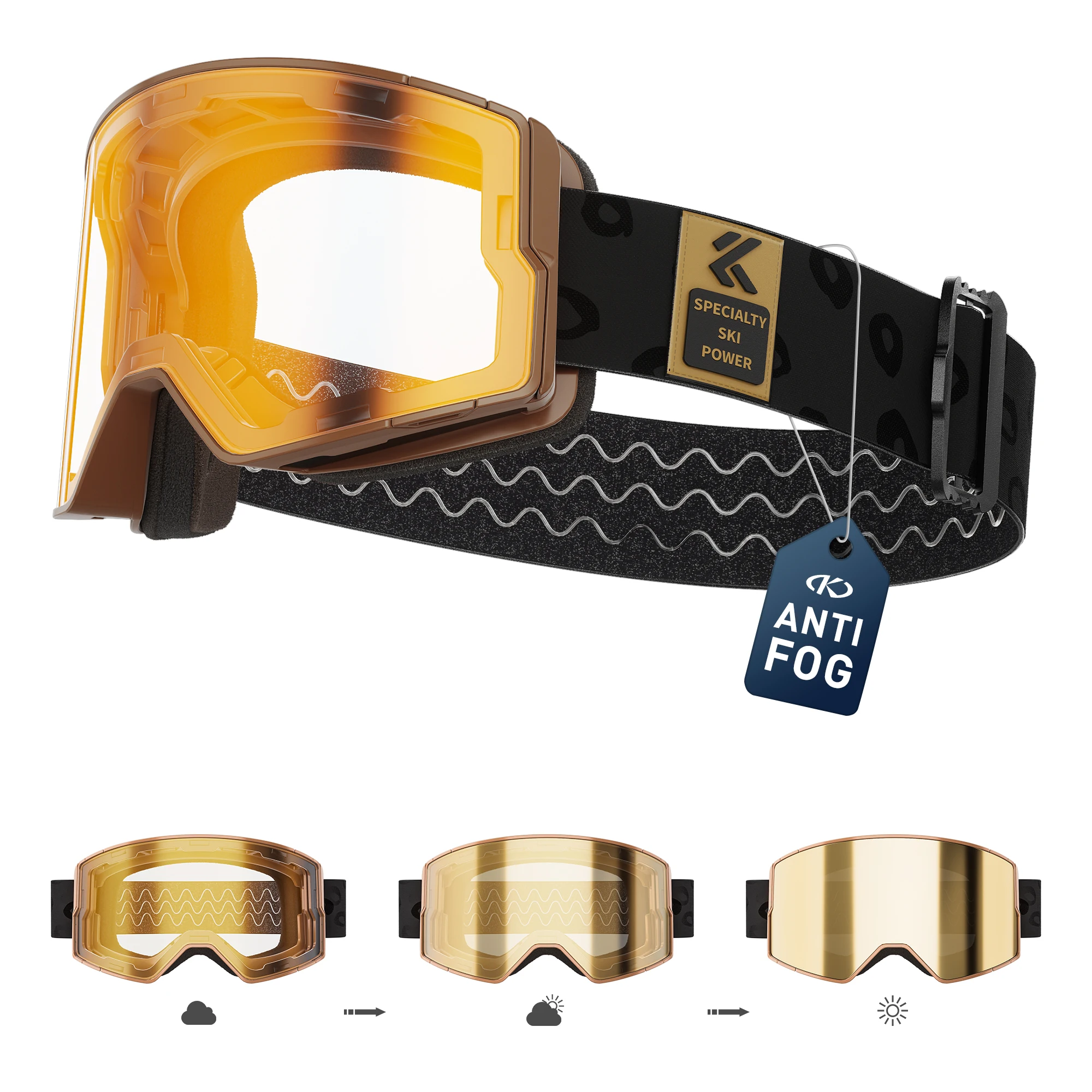 Kapvoe Meekleurende Sneeuwbril Ski Snowboard Anti-Fog Masker voor Mannen Vrouwen Brillen UV400 Bescherming Bril Sneeuwscooter Winter