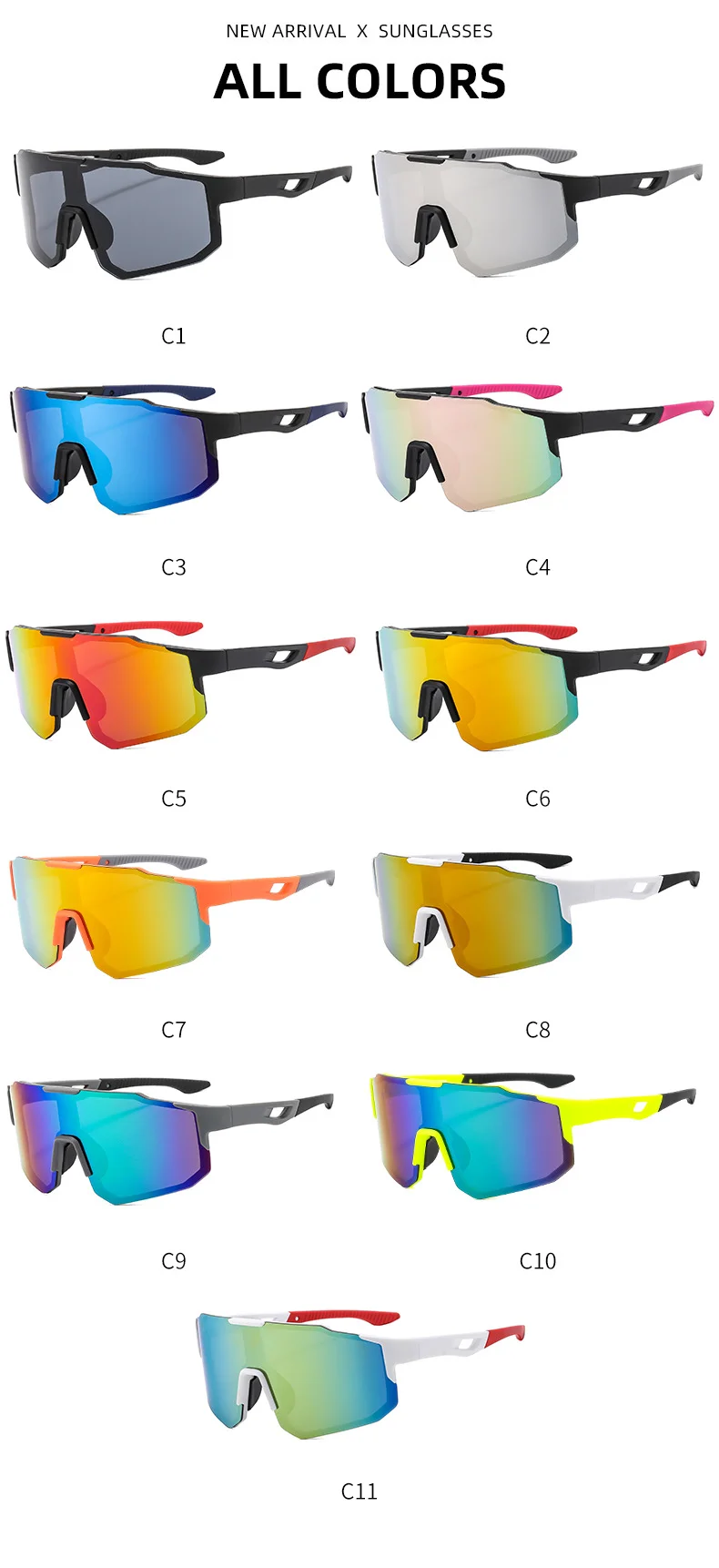 Fahrrad-Sonnenbrille für Herren und Damen, Outdoor-Sport-Radbrille, Mountainbike-Rennbrille mit Etui – Detail 6
