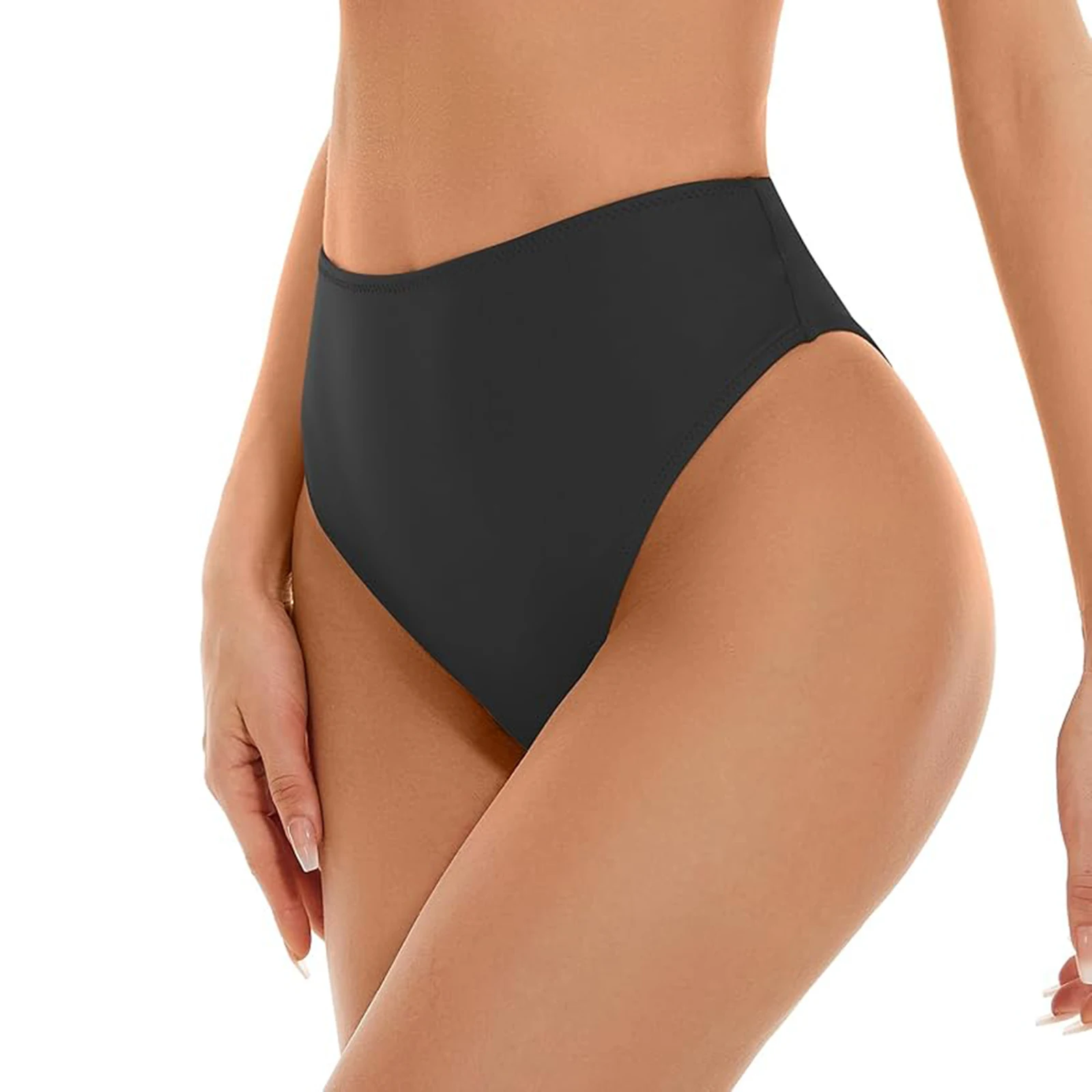 AOYLISEY Women's High Waisted Bikini Bottom High Cut Cheeky Rave Bottoms for Beach Swimming Pool Rave Festivals Workout Shorts