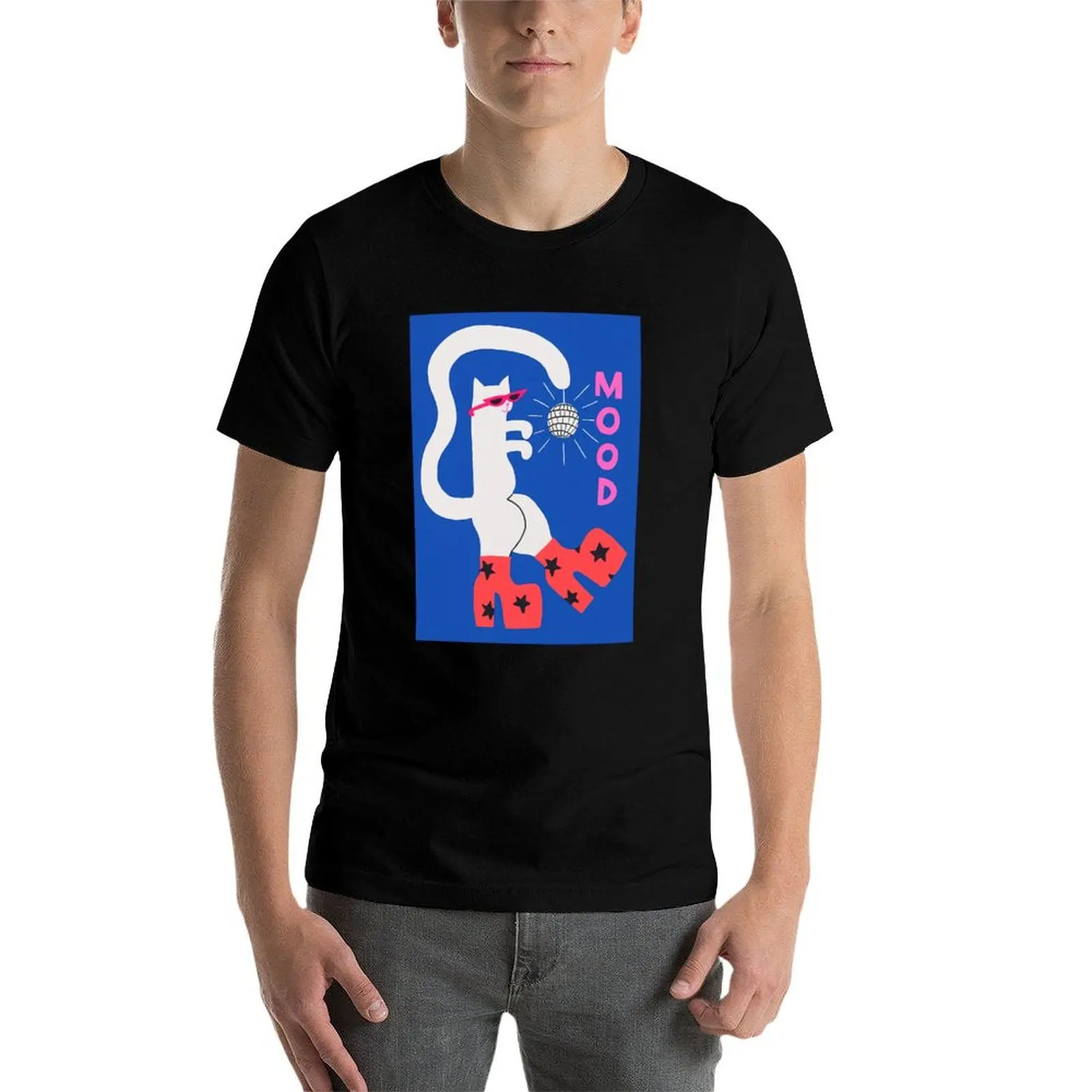 

Mood Cat Disco T-Shirt cotton t shirts high quality funny t shirts man anime t shirts for man T-Shirt
