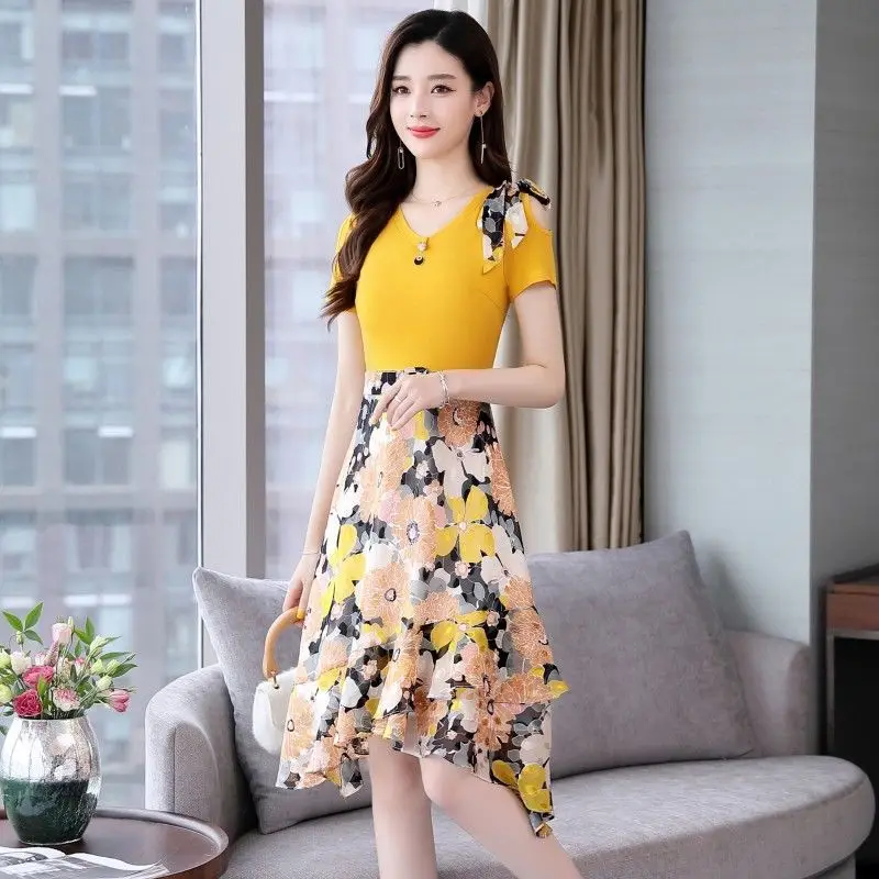 Robe florale en mousseline de soie, nouveau Style d'été, robe cintrée à la mode pour femmes, avec une fée comme un tempérament, 2025