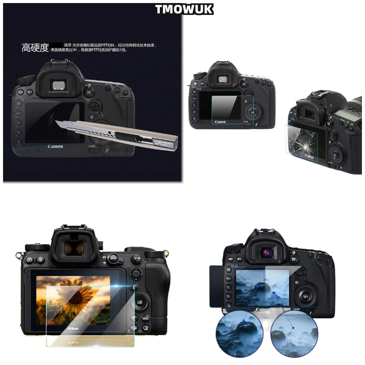 

For Nikon D5300 D54 D5500 D5600 Anti Touch Film - 9H Tempered Glass Screen Protector With Anti Sensitivity & Anti Oil Coating