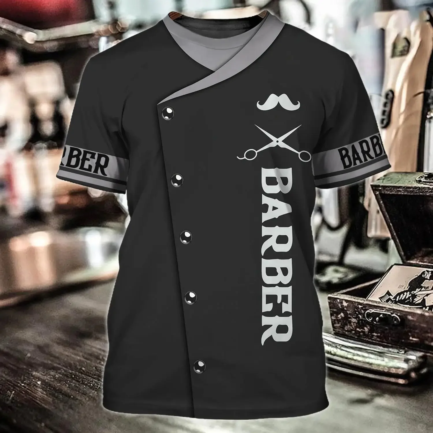 

2024 New Barber Shop Men's T Shirt Tops 3d Print Tees Summer Short Sleeve Pullover Male Fashion Casual Streetear Tees Blouse