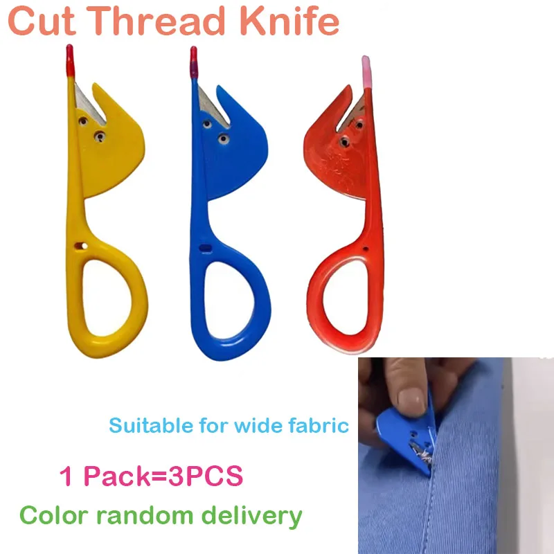 (1Pack)=3Pcs Plastic Handle Craft Thread Cutter Knife Seam Ripper Stitch Unpicker Sewing Tool Curtain Garment Factory