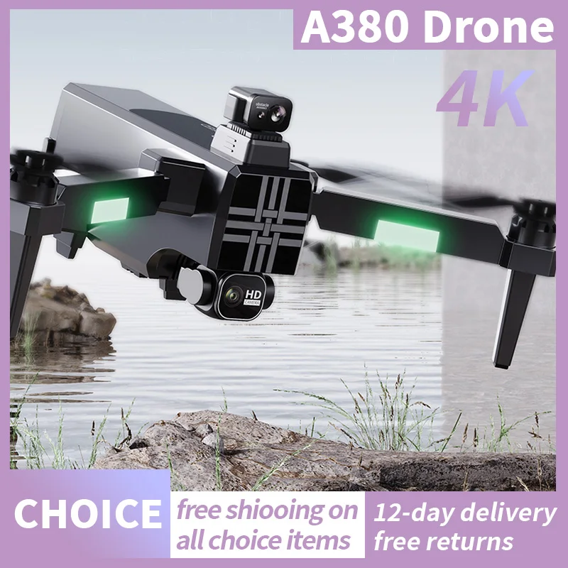 GEETHA A380 Drone 5G Digital, helikopter FPV FPV elektrik tahan guncangan ESC 8K HD kamera ganda baterai Super hidup tanpa sikat FPV