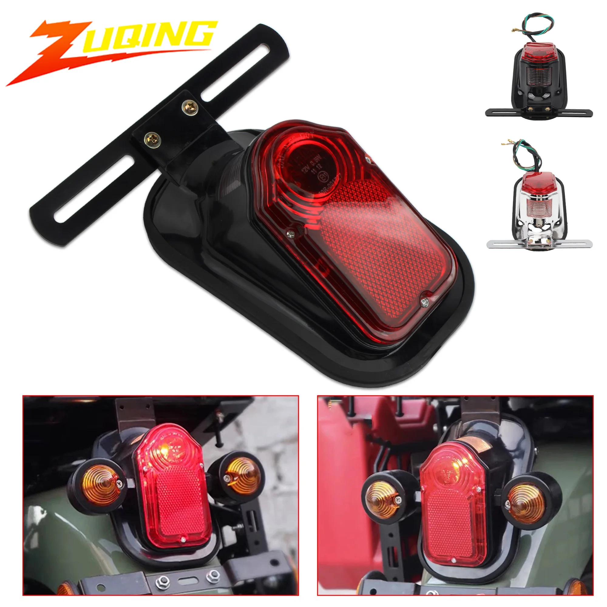 

Universal Motorcycle Rear Tail Light License Plate Brake Lamp For Harley Bobber Chopper Custom Touring Motocross Taillights