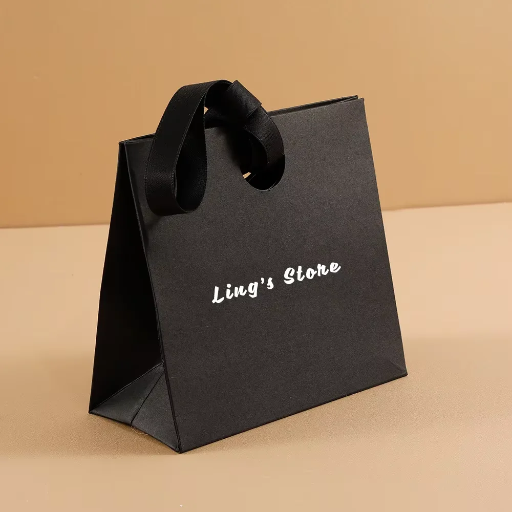 

50/100Pcs Exquisite 15.5×7.5×14.5cm Personalized Jewelry Fashion Cosmetic Earring Kraft Tote Bag Gift Packaging Handbag