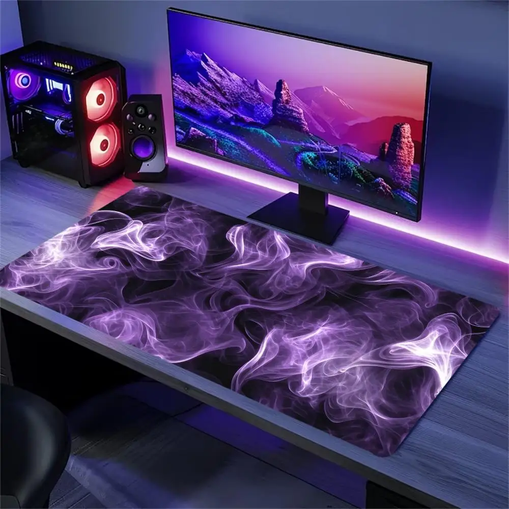 Purple Smoke Abstract Pattern Large Gaming Mouse Pad Non Slip Rubber Desk Mat for PC Laptop Office Home Gaming Desktop