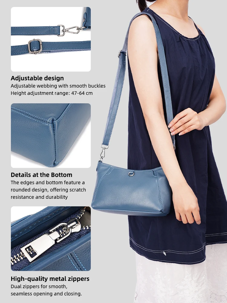 Zency Women Soft Leather Casual Small Handbags Roomy Crossbody Bag High Quality Silver Hardware Shoulder Satchel Pockets Bolsa