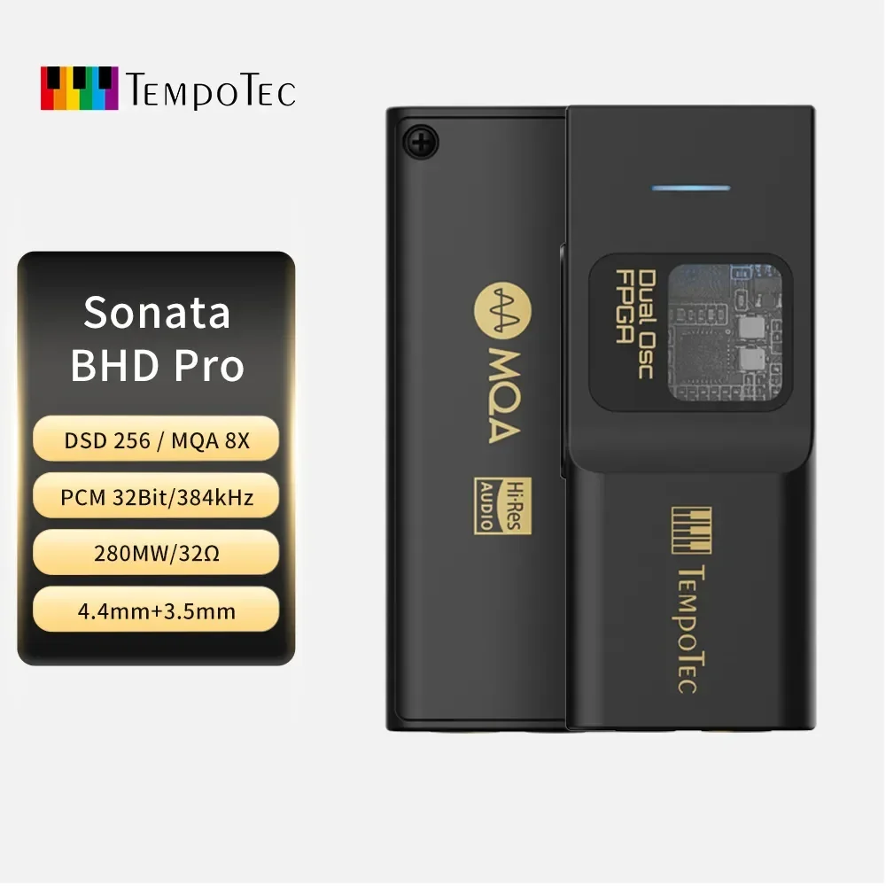 TempoTec Sonata BHD Pro USB C DAC,Headphone Amplifier 4.4mm& 3.5mm,PCM384kHz,DSD256,MQA8X,TIDAL for iPhone&Android&MacOS&WIN