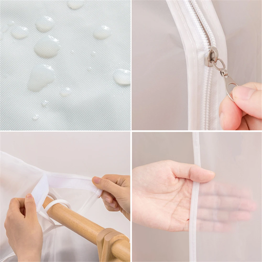 Clothing Dust Cover Transparent Dress Clothes Garment Dust Cover Hanging Organizer Waterproof Dustproof Clothes Wardrobe Storage