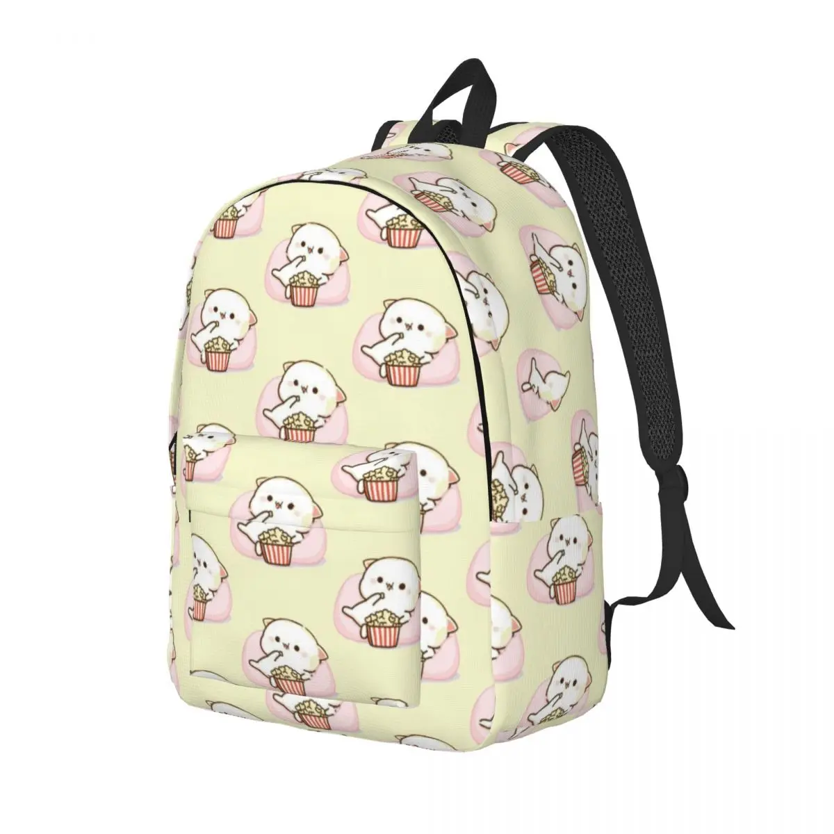 Mochi Milk Peach e Goma Cat Mochila para homens e mulheres, mochila de negócios, bolsa de ombro, estudante adolescente, pipoca esportiva