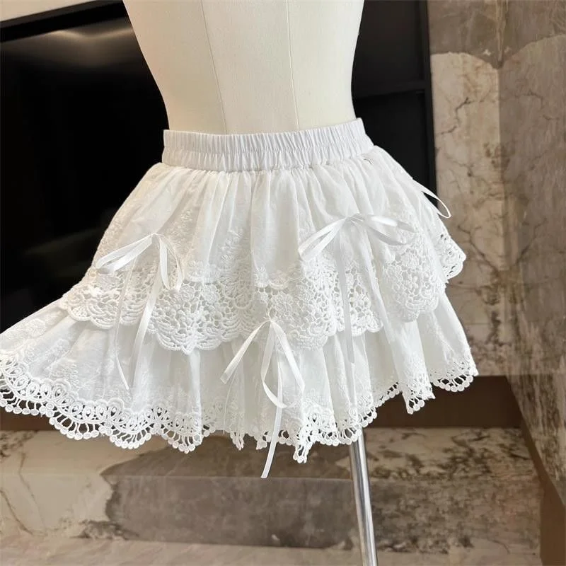 

Белая юбка-кейк Princ Sle Ballet Lace Knot для женщин, с завышенной талией, из полиэфирного волокна, для повседневной носки весной и летом