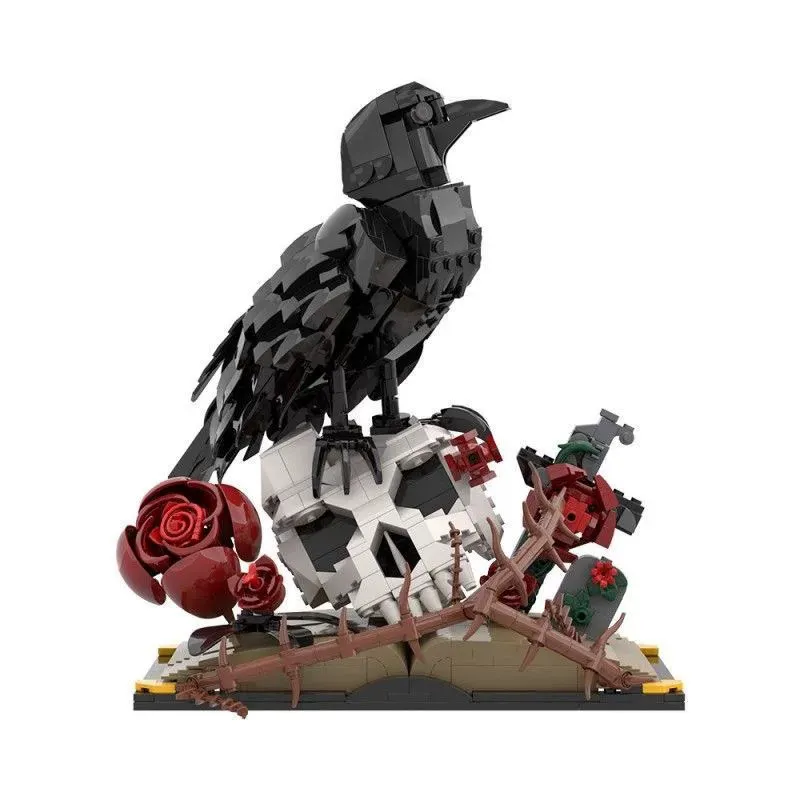 2026 New MOC Building Blocks Skeleton Hand Rose Model, Gothic Halloween Assembly Toy, Dark Style Desktop Decor Ornament Gift
