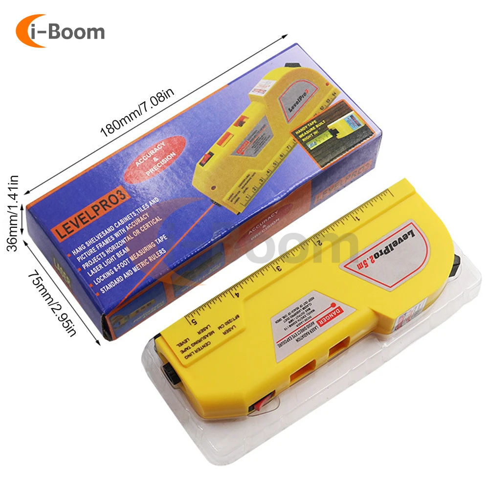 Adjustable Vertical Horizontal Dual Line Laser Level 4 in 1 Laser Level Laser Tape Measure with Infrared Compact Level Portable