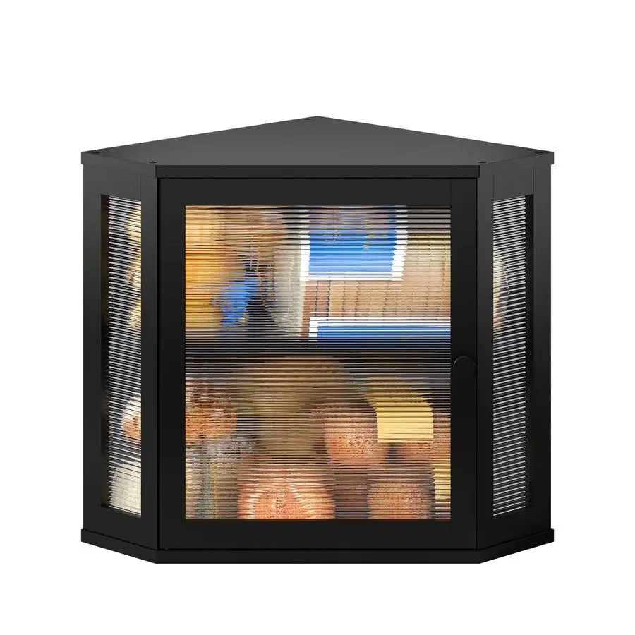 

Corner Bread Box for Kitchen Countertop Double Layer Bamboo Wooden Bread box Large Capacity Bread Storage BinBlack, Medium