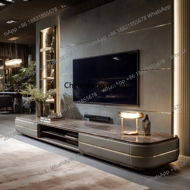 Luxury TV Cabinet High-end Large Apartment Living Room High-end Sense Durable Luxury Stone TV Cabinet