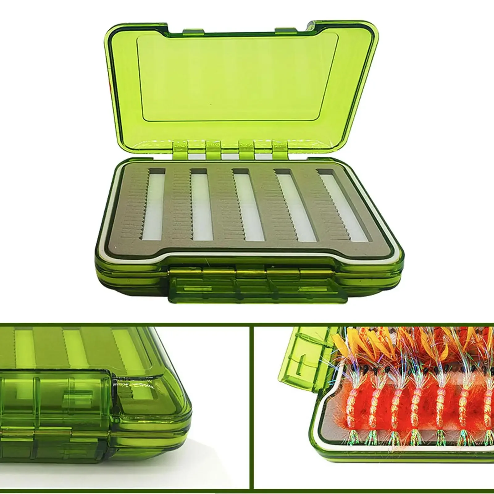 Waterproof Fly Box 2 Sided Fishing Lure Organizer Transparent Lid Wet Dry Fake Bait Case Fishing Lure Box Fly Fishing Box