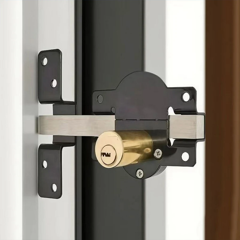 

Metal Long Throw Crossbar Latch Gate Lock 50/70mm Double Locking Iron Steel Gate Lock for Garden Yard Wooden Gates 5 Keys