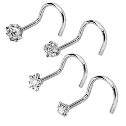 4 Pcs/set Nose Screw Nazir Piercing Nostril Earring Piercing Jewelry Women Cool Nose Nail Puncture Jewelry
