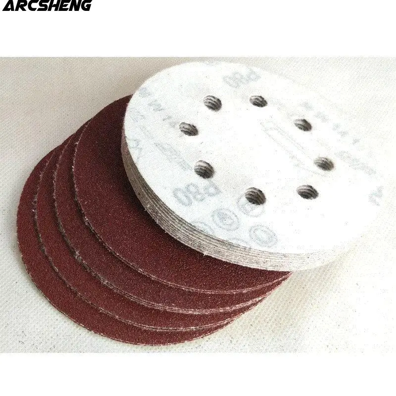 20pcs 5 Inch 125mm Round Sandpaper Eight Hole Disk Sand Sheets Grit 40-800 Hook and Loop Sanding Disc Polish