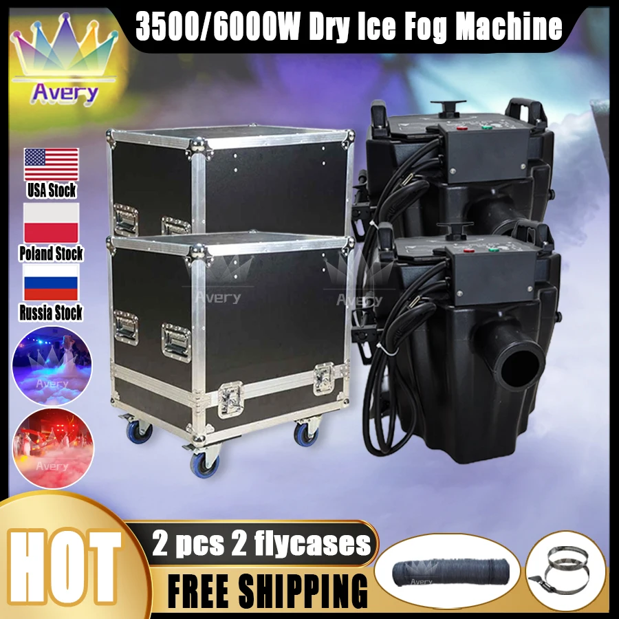 

0 Tax 2Pcs 3500W Dry Ice Fog Machine Smoke Spray Jet Low Ground Nimbus Machine With Flightcase For Stage Wedding Events DJ Show