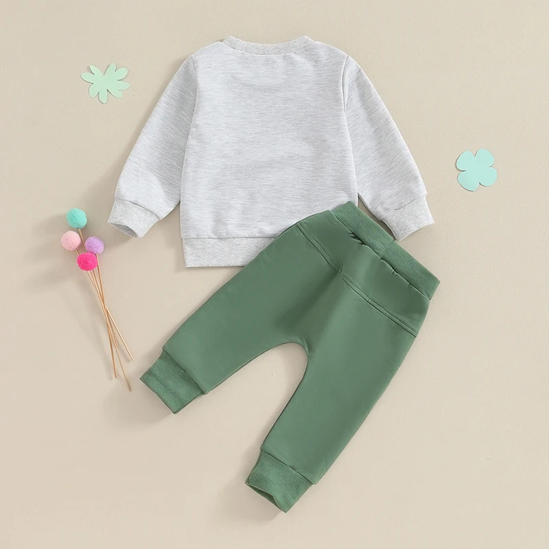 Toddler Boy Irish 2 Piece Set with Shamrock Print Hoodie and Jogger Pants for St Patrick s Day Outfit