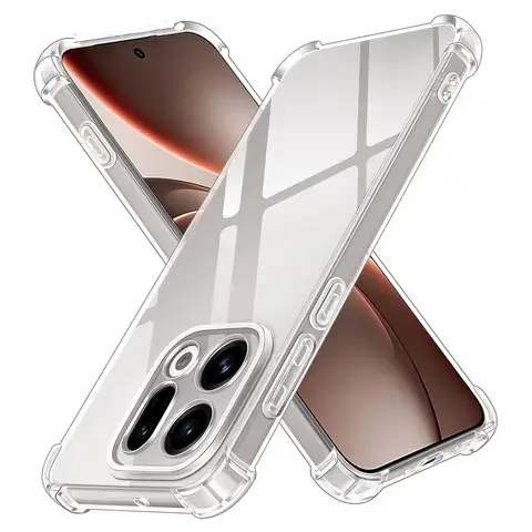 TPU Transparent Case For OPPO Find X9 Pro Reno 15 Pro Protective Cover Four Corners Shockproof Bumper Coque Fundas