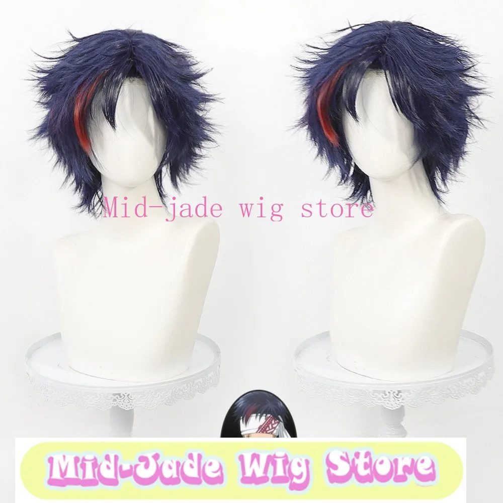 Record of Ragnarok Qin Shi Huang Cosplay Wig Custom Blue Highlighted Hair Fluffy Crown Style for Warrior Showcase