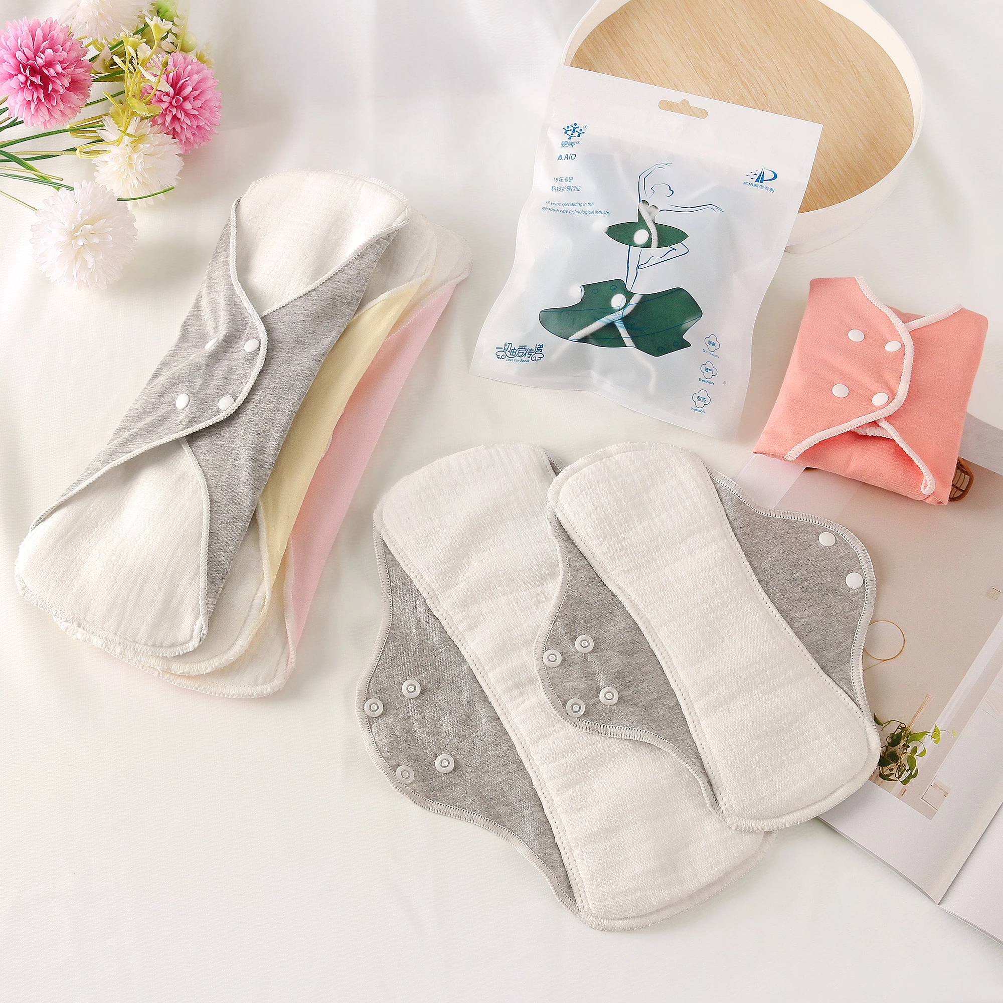 3Pcs 25x33cm Cotton Reusable Washable Menstrual Pads 3Layers Microfiber Sanitary Napkin Absorbent Soft Breathable For Postpartum