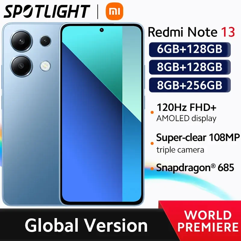 Redmi Note 13 [World Premiere] Global Version Xiaomi Snapdragon® 685 MIUI14 108MP camera 33W charging 120Hz 6.67