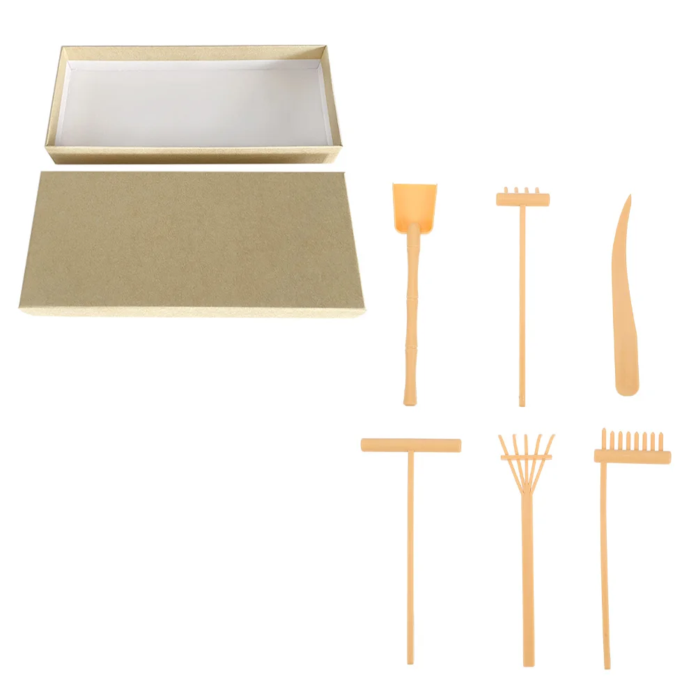 Set di rastrelli per sabbia Zen, strumento da disegno, forniture da giardino, decorazione da tavolo per scrivania, decorazioni gialle per bambini