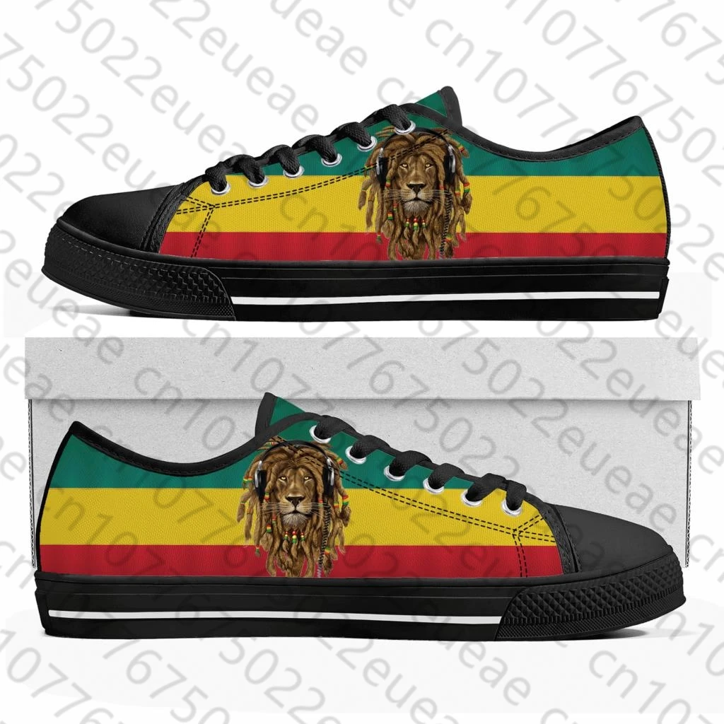 Reggae Rastafari Rasta Rastafari Lion Of Judá zapatillas bajas para hombres y mujeres, zapatillas de lona para adolescentes, zapatos casuales personalizados