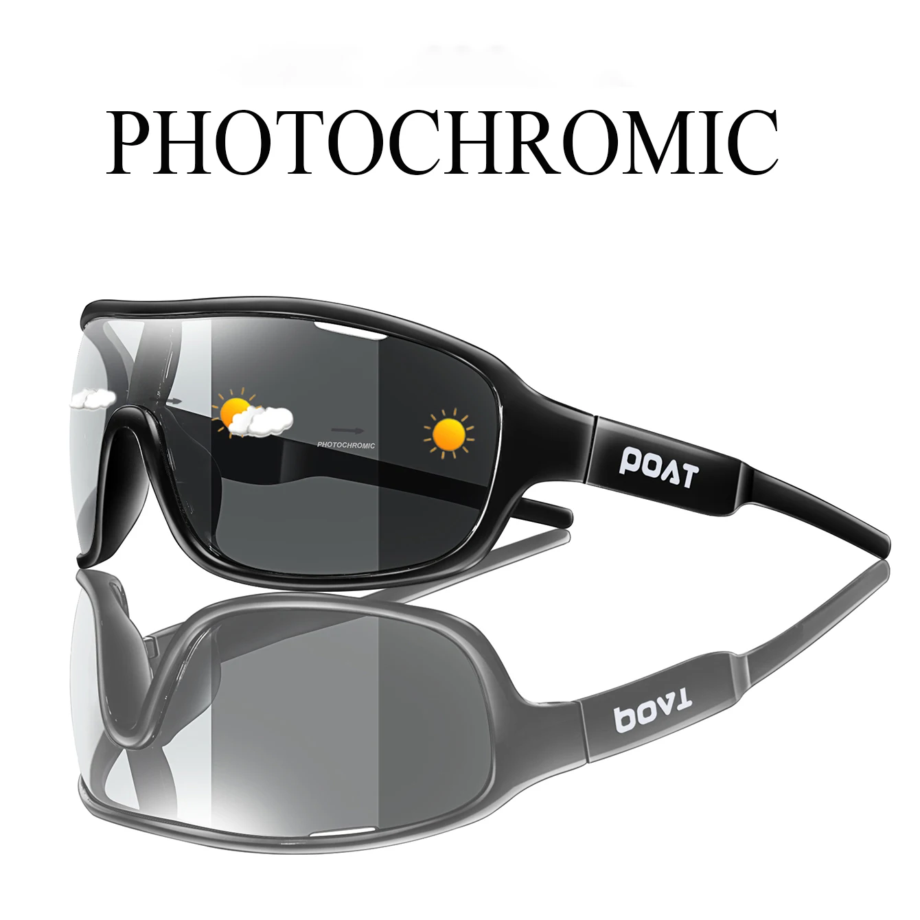 POAT Photochromic Sunglasses for Men and Women Outdoor Road Sports Cycling Eyewear Windproof Goggles