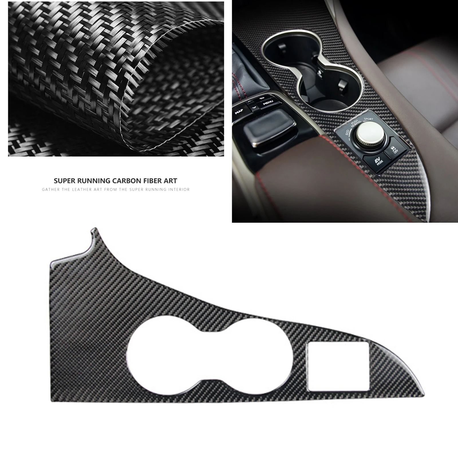 

For Lexus RX350 450h 2016-2021 Carbon Fiber Center Console Water Cup Panel Trim Drink Holder Cover Frame Strip Sticker Gasket