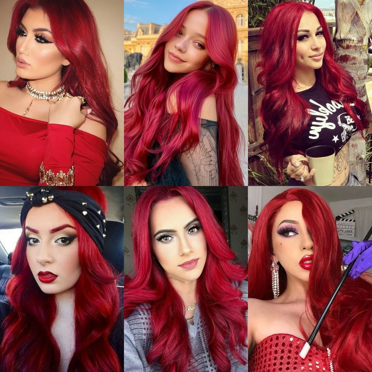 HENRY MARGU Red Synthetic Wigs Long Body Wavy Wig Natural Hairline Daily Red Hair Heat Resistant Fiber Smooth Party Cosplay Wig